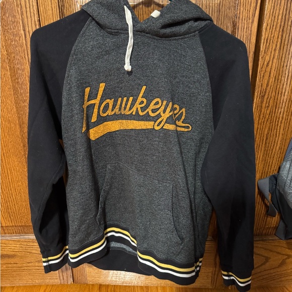 American Eagle Outfitters Tops - COPY - Hawkeyes Men's Black and Gray Hoodie